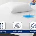 1 Pc Flex Head King Waterproof Mattress Protector for Sleep Number Adjustable Beds, 100% Terry Cotton, Fitted Style 34" Half Split Mattress Cover, Fits Upto 16 Inch Deep Pocket, 78" x 80, White