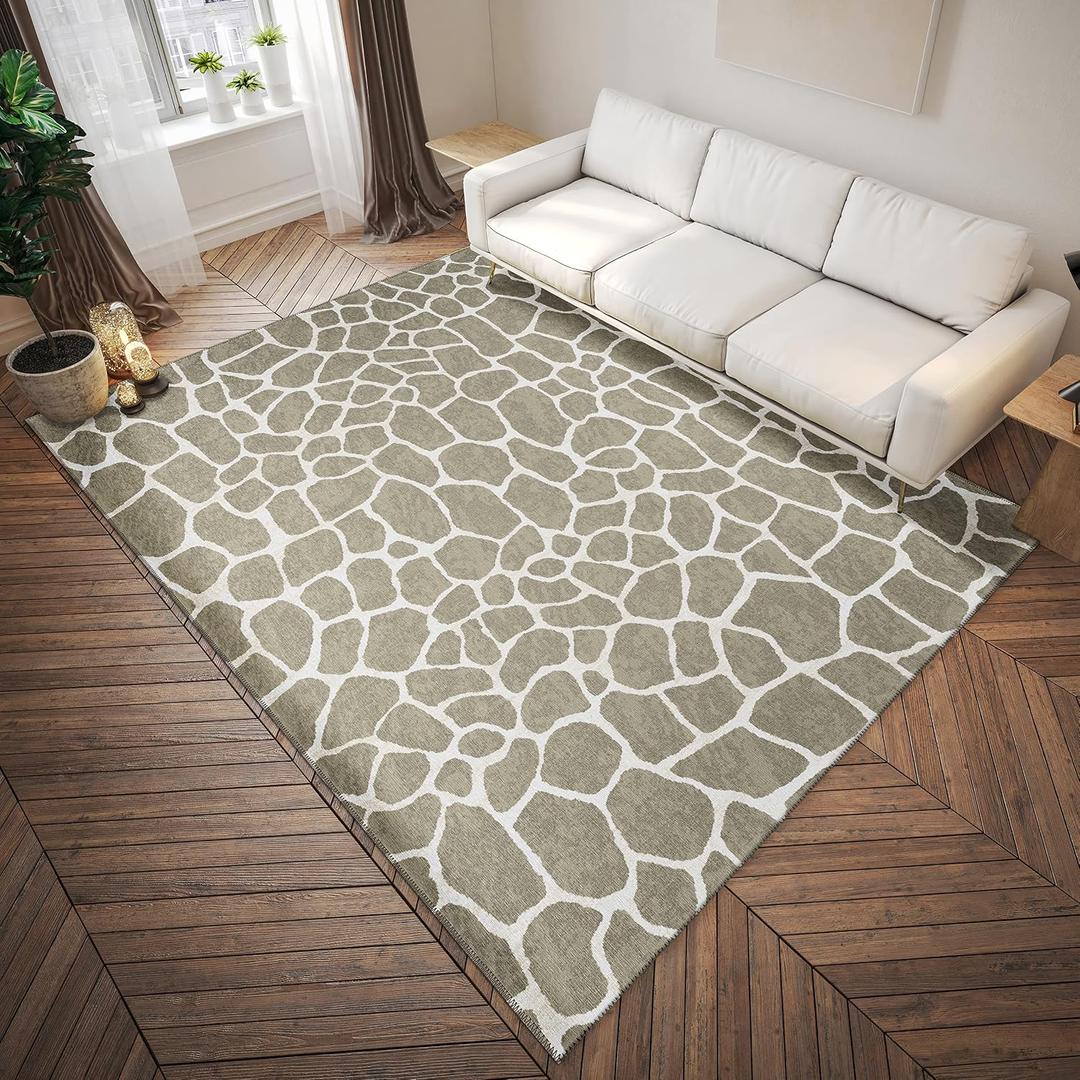 Addison Rugs Safari ASF34 Taupe Washable 10' x 14' Indoor Outdoor Area Rug, Easy Clean, Machine Washable, Non Shedding, Bedroom, Entry, Living Room, Dining Room, Kitchen, Patio Rug