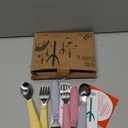 Elk and Friends Kids Silverware with Silicone Handle | Childrens Safe Flatware | Toddler Utensils | Baby Spoons + Forks | Stainless Steel Cutlery | Dishwasher Safe | 6 Pieces