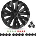 Wheel Covers for Tesla Model Y 19 Inch Hubcaps,Matte Black Gemini Wheel Cover Replacement Kit Compatible with Tesla Model Y 2020-2024 (Swords Shadow)