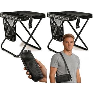 2 Pack 2-in-1 Folding Chair & Backpack Chair Portable Stool with Storage & Adjustable Strap, Heavy Duty 265LBS Small Folding Chair for Outdoor Camping, Fishing, & Hiking