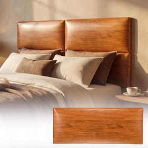 Xuhal 47.2 x 19.6 in Peel and Stick Twin Headboard, 4 Panels, Oak, 9.84" x 23.62"