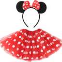 Polka Dots Tutu with Mouse Ears Headband Girls Ballet Dance Trip Outfit