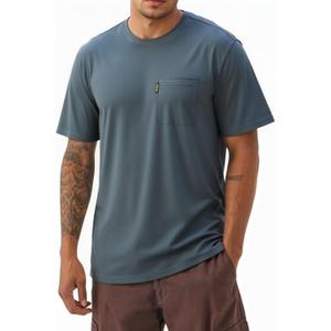 VPG Pocket T Shirts for Men, Cotton Crew Neck Short Sleeve Plain Loose Fit Lightweight Tee Shirts (Gray, L)
