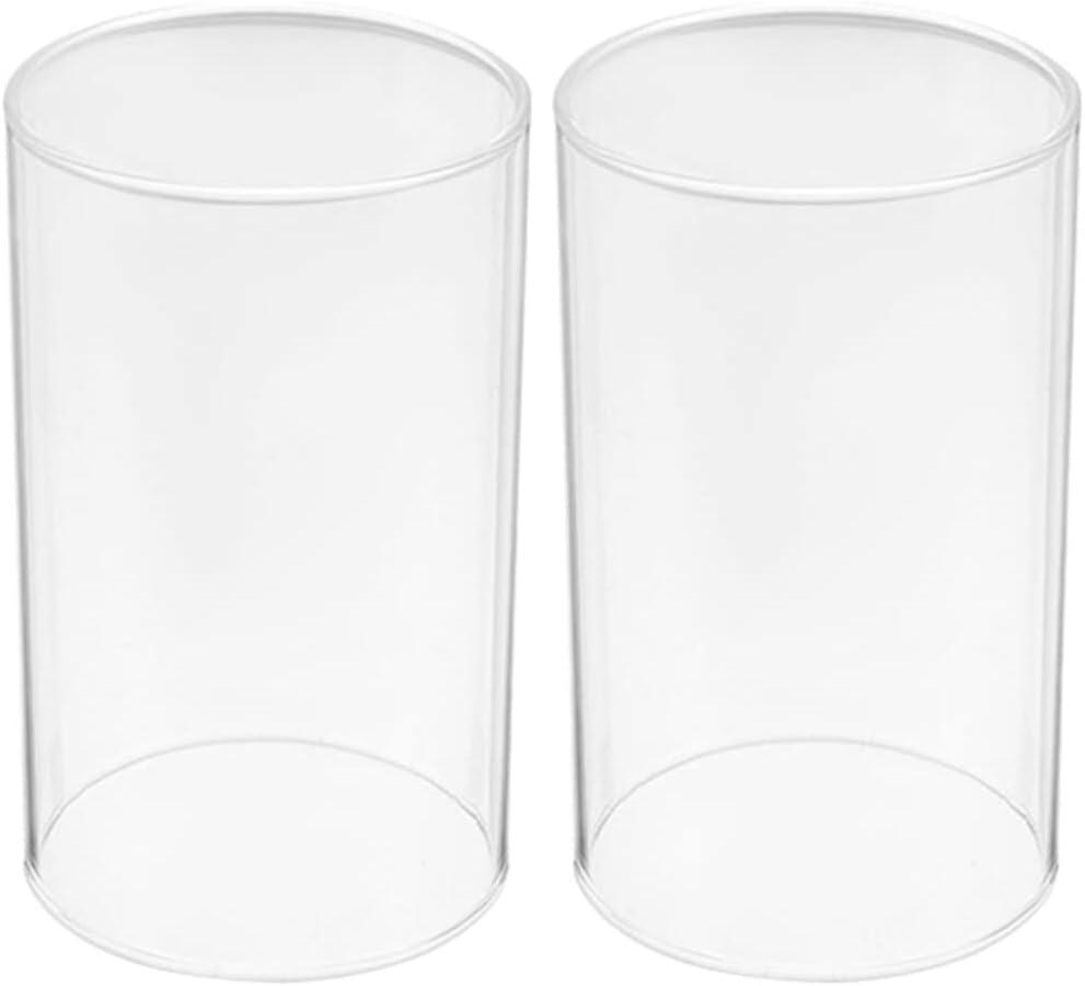 Uonlytech Clear Glass Candle Covers 3.93X2.36X2.36In Open Ended Cylinder Candle Lampshade for Home Decorative Candleholder Hurricane Shade Set of 2