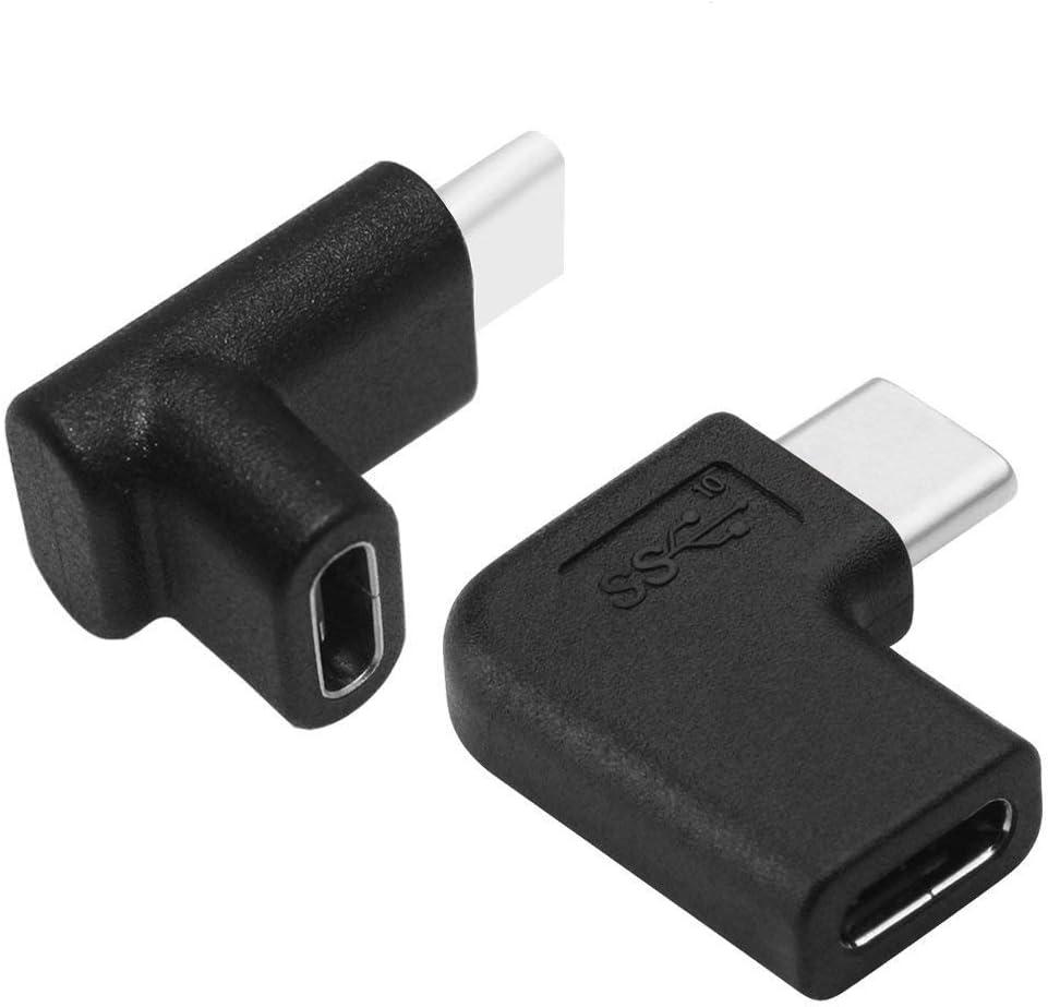 USB C Angle Adapter [2 Pack] 90 Degree USB C Type C Male to Female Adapter, Right Left Up Down Angled USB-C USB 3.1 Type-C Extension Laptop, VR, Smartphones & Tablet (Left/Right & Up/Down)
