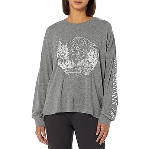 PJ Salvage Women's Loungewear Mountain Bound Long Sleeve Top (Large, H Grey)