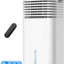 Portable Windowless Air Conditioner with 4 Modes&3 Speeds, 15H Timer, 2Gal Tank for 24H Cooling Swamp Cooler, 4Ice Packs, 1800CFM, 120Swing, Remote Evaporative Air Cooler for Indoor Bedrooms (Off-White)