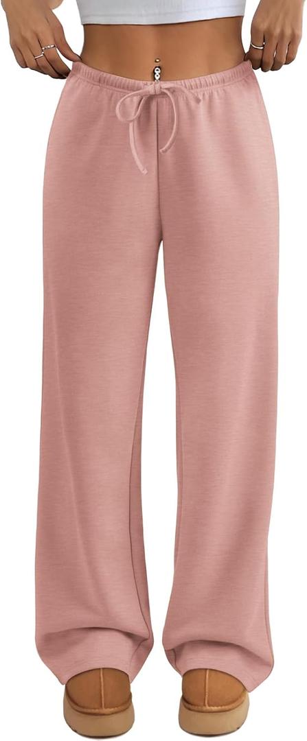 ATHMILE Womens Sweatpants Wide Leg Barrel Pants Baggy Joggers Low Waist Fall Fashion Winter Clothing Pockets 2025 (X-Small, Pink)