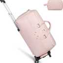 seyfocnia Rolling Garment Bag,Wheeled Garment Bag for Travel with Wheels Overnight Bags with Wheels Carry On Garment Bag with Shoe Compartment Suitcase Convertible Garment Duffle Bag-Pink