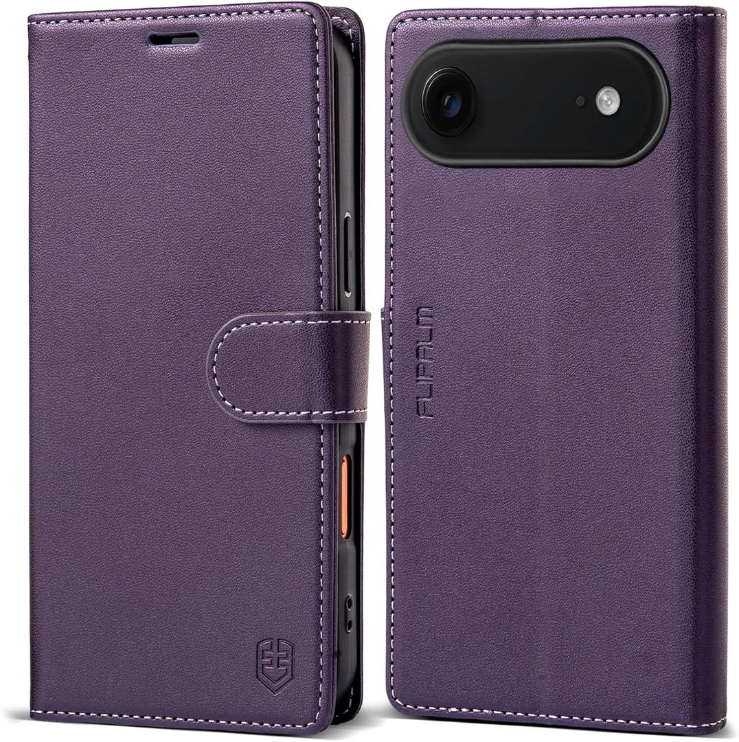 Wallet Case for iPhone 17 Air with Credit Card Holder,PU Leather Folio Flip Kickstand Protective Shockproof Cover for Apple 17Air Phone Case (Purple, for iPhone 17 Air - 6.5'')