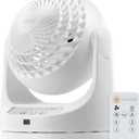 IRIS USA WOOZOO Desk Fan with Remote, Oscillating Table Air Circulator, 3 Speeds, 46ft Max Air Distance, Adjustable Tilt, Low Noise Motor, Small Fan for Bedroom, Office, Dorm, White