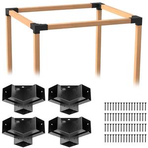 ORIGLE Pergola Brackets - Heavy Duty Pergola Kit(Q235 Steel Anti-Corrosion, 3.6"x3.6" Fit) - 4x4 Brackets kit for DIY Garden, Patio, Gazebo - Weatherproof for 4x4 Wood Beams, 2 pack
