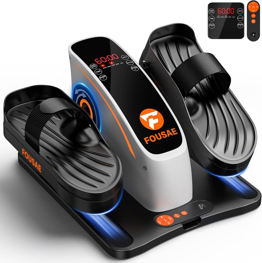 Under Desk Elliptical Machine, Electric Ellipse Leg Exerciser with Display Monitor, Seated Pedal Exerciser for Home or Work, Legxercise Pro Machine for Seniors, Orange