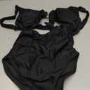 Eomenie Women's One Piece Swimsuit Tummy Control Ruched Bathing Suit Cutout V Neck Swimwear High Cut Tie Back Swim Suit (Black)