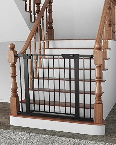 Cumbor 29.7-40.6" Baby Gate for Stairs, Baby Essential Safety Gate, Mom's Choice Awards Winner-Dog Gate for Doorways, Pressure Mounted Auto-Close Pet Gates for Dogs Indoor, Durable Child Gate, Black