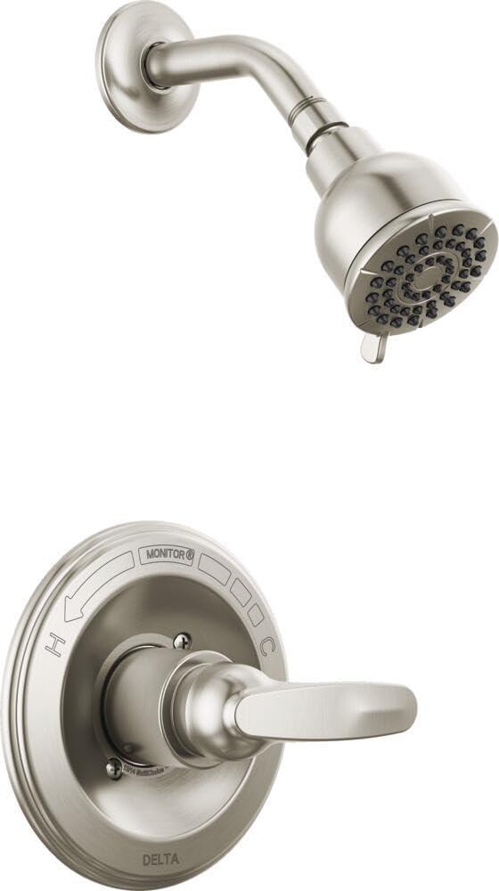 Delta Faucet Foundations 13 Series Single-Function Shower Trim Kit with Single-Spray Shower Head, Stainless BT1321-SS (Valve Not Included)
