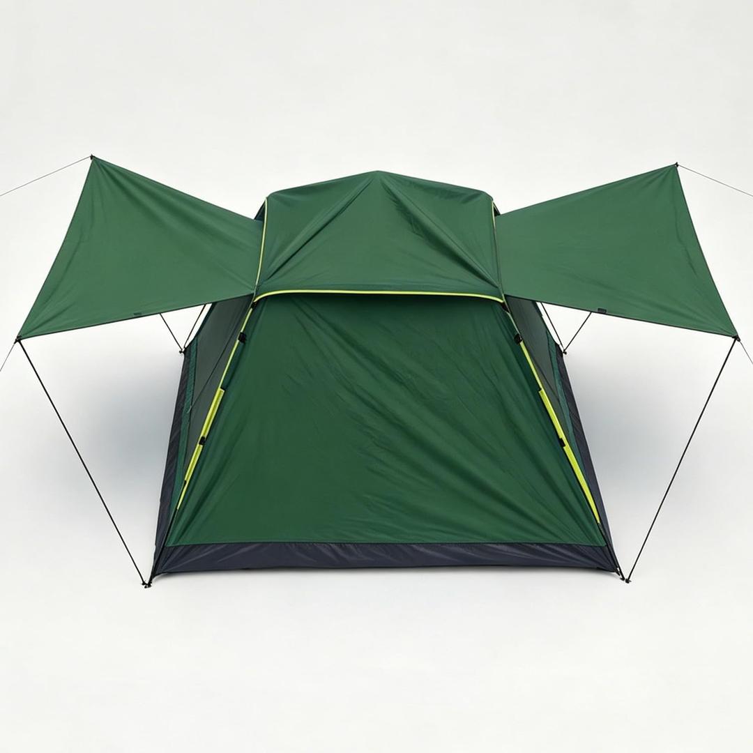 Wind Tour Lightweight Backpacking Camping Tent Waterproof Double Layer Family Tent for Hiking Fishing Outdoor Travel Picnic（Square Roof Tent | Green | 4 Person）