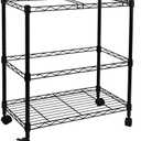 Oceanstar Portable 2-Tier Metal Rolling File Cart, Black