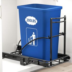 ANASTA Under Sink Trash Can Pull Out Trash Hidden for 30-50 Qt 7-13 Gallon Garbage Can Under 13" Wx19 Dx17 H Cabinet, Black Pull Out Kit with Full Extension Slide for Kitchen and Bathroom, No Bin