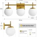 AIJIASI Gold Bathroom Light Fixtures, 3-Light Bathroom Vanity Light Over Mirror, Modern Vanity Lighting Fixtures with Milky White Globe Glass Shade, 22.4 inch Wall Sconce Light (Exclude E26 Bulb)