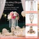 10 Pcs Crystal Flower Stand Gold Wedding Centerpieces 16.9 Inch Tall Gold Vase with Chandelier Metal Wedding Centerpiece Vase for Birthday Party Reception Festivals Party Decor (S-16.9inch)