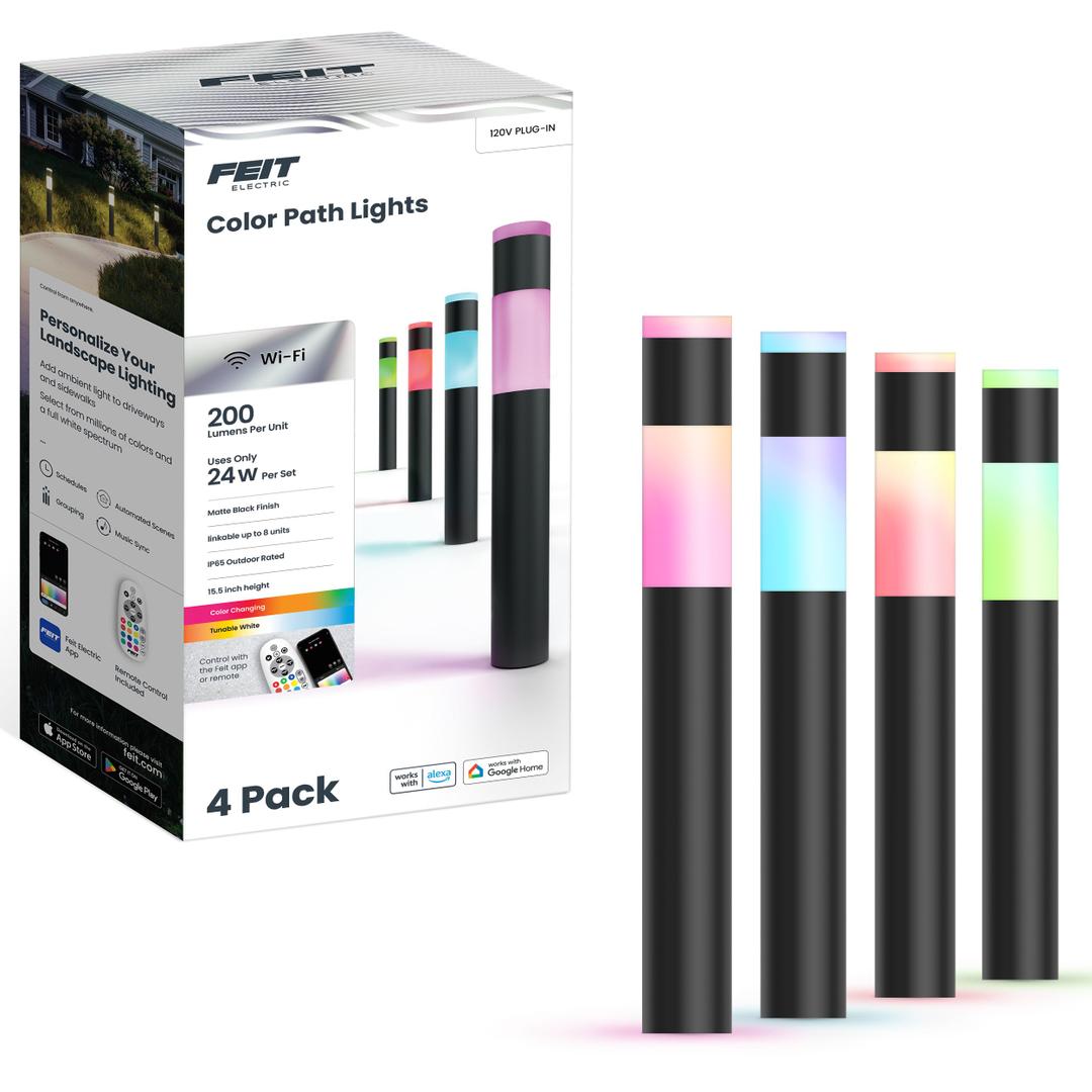 Feit 3026437 Black Plug in & Remote 6W LED Pathway Light - 4 per Pack