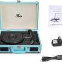 Vinyl Stereo Blue Record Player 3 Speed Portable Turntable Suitcase Built in 2 Speakers RCA Line Out AUX Headphone Jack PC Recorder