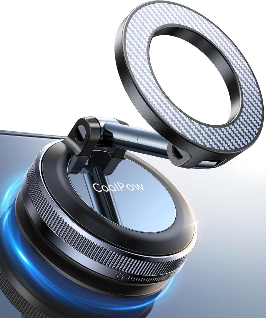 CoolpowNewest Vacuum Magnetic Phone Holder for Car Phone Holder MountMovable Vacuum SuctionMagsafe Car Mount Cell Phone Car Mount Car Accessories for Men Women Carmount for iPhone 17 Pro Max 16 15