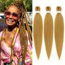 27 Honey Blonde Braiding Hair Pre stretched 14 Inch 3 Packs Pre-stretched Braiding Hair EZ Braid Yaki Texture Synthetic Hair Extensions for Crochet Box Braids