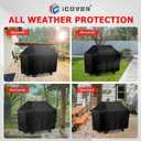 iCOVER Grill Cover, 55 inch BBQ Grill Cover for Outdoor Grill, Anti-UV & Fade Resistant Gas Grill Cover, Waterproof Barbecue Grill Covers for Weber, Char-Broil, Nexgrill and More, Black