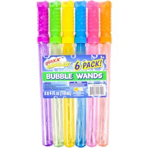 Sunny Days Entertainment Maxx Bubbles 4oz Bubble Wands  6 Pack Bubble Wand Toy | Summer Fun, Outdoor Birthday Party Favors for Kids, 101799 Blue