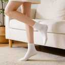 Womens Mini Crew Ankle Athletic Cotton Socks for Women (White)