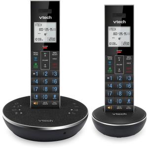 VTech LS6381-2 Bluetooth Speaker with Echo Cancellation, Noise Reduction, Music Streaming, PC/Landline/Cellular Calls, Paired with DECT6.0 Cordless Handset, Answering System, Smart Call Blocker,Black