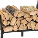 Minicloss 34 Inch Firewood Rack Outdoor Indoor, 2.7ft Wood Storage Rack Stand, Heavy Duty Fire Wood Holder for Fireplace (Black）