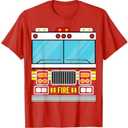 Fire Truck Costume Simple Easy Halloween Group Costume T-Shirt, Large 
