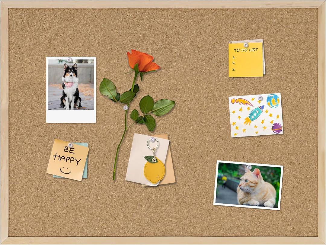 DAHAPYBOO Cork Board Bulletin Board,24x18 Cork Board for Office with Pin Oak Wood Boards,Message Board or Vision Board Decoration.