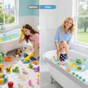 Bathtub Splash Guard PlayPad Shelf Area with Strong Suction Cups, Toy Tray Caddy Holder Storage Over Tub, Bathtub Ledge Guard, No Mess Water, Splash Protection Water Barrier for Bathroom-White