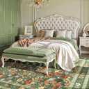 Deerly Green Washable Floral Rugs 8x10 Large Vintage Boho Non-Slip Living Room Carpet Soft Low Pile Thin Bedroom Floor Mat Indoor Home Decor for Dining Room Playroom Nursery Farmhouse, Green/Multi