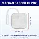 Syrtenty Tens Unit Electrodes Pads 2x2 20 Pcs Replacement Pads Electrode Patches for Electrotherapy