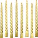 Kemladio 8pcs 10 inch Taper Candles, Burning Unscented Tapered 7.5 hrs, Fancy Dinner,Tall Candle Sticks, Halloween Party Decorations (8pcs, Gold)