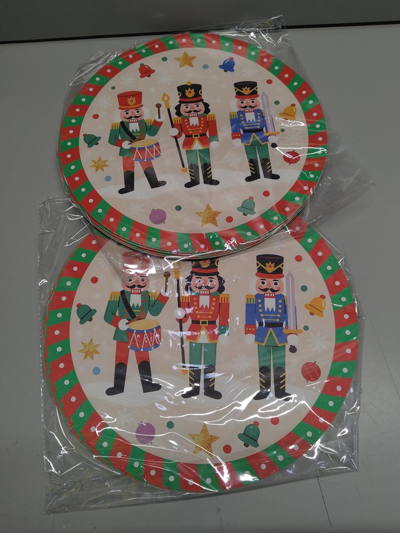 Gandeer Leather Nutcracker Round Placemats Set of 12 Christmas Place Mats 13 Inch Non Slip Washable Round Table Mats Heat-Resistant for Christmas Party Home Kitchen Dining Decoration