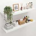 36" Width Floating Shelves, Wall Shelves for Bathroom/Living Room/Bedroom/Kitchen Decor, White Shelves with Invisible Brackets Set of 2