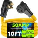 10FT 50Amp Welder Adapter Cord, NEMA 10-50P Male to 6-50R Female, 50Amp 3 Prong Range Stove Oven to 50Amp 3 Prong Welder Plasma Cutter Power Adapter, STW 8 AWG/3C, ETL Listed