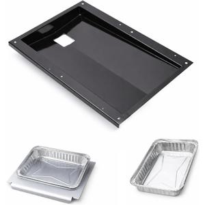 69804 Grease Tray & 67047 Catch Pan for Weber Spirit 300 Series Gas Grills, Front-Control: E/S-310 320 330, Drip Tray with 10 Pack Aluminum Foil Liner, Replace Weber 69804 67047