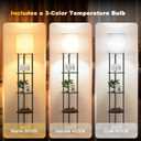 5-Tier Floor Lamp with Shelves, Standing Bookshelf Lamp, 3-Color LED, Corner Display Shelf Floor Lamp, Living Room Decor, Bedroom Decor, Nightstand, Office, Black (63'' H)