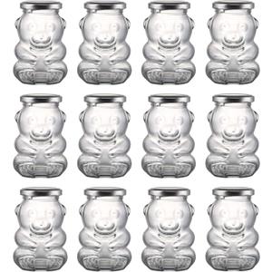 Bekith 12 Pack 12 oz Glass Honey Bear Jar with Silver Lids for Jam, Wedding Favors, Shower Favors, Baby Foods, DIY Magnetic Spice Jars