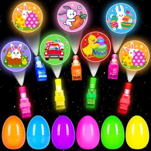 Easter Party Favors for Kids 24 Pack, Easter LED Light Up Finger Lights Easter Basket Stuffers for Kid Boys Girls Easter Egg Hunt Filling Treats Easter Basket Stuffers Easter Party Favor