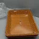 Mumufy 2 Pack Wicker Large Bread Basket for Serving with Acrylic Lid Woven Rectangular Imitation Rattan Fruit Basket with Cover Food Vegetable Display Tabletop Restaurant Kitchen(17.72x13.78'')