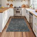 4 x 6 Rug Non-Slip Washable Low-Pile Carpet - Checkered Braided Geometric Print for Bedroom Living Room Nursery Kitchen Entryway Indoor Use Black